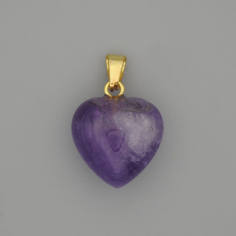 Amethyst pendant heart, diameter 15×15 mm +- , length 20 mm +-