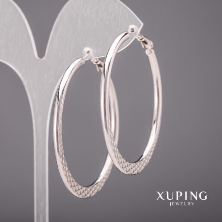 Earrings Xuping Hoops 3x55mm Rhodium