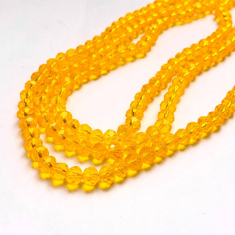 Sunlight-Transparent Czech Crystal Beads on Thread, Faceted Rondelle, 6x4.5 mm, Length 38-40 cm