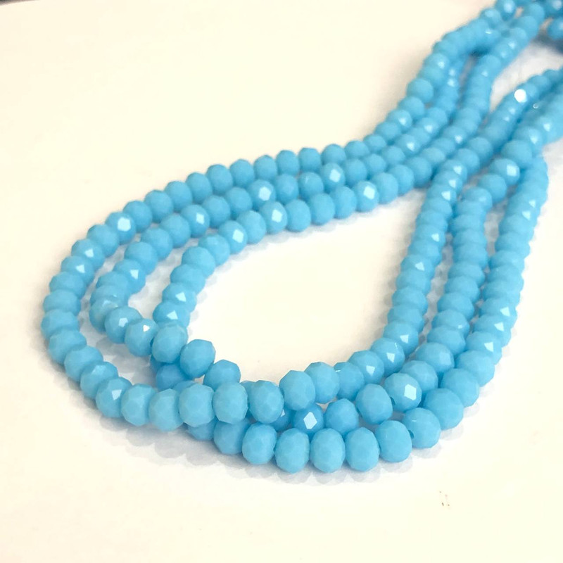 Beads Czech Crystal on thread blue matte faceted rondel, diameter 6x4.5 mm, length 38-40 cm +