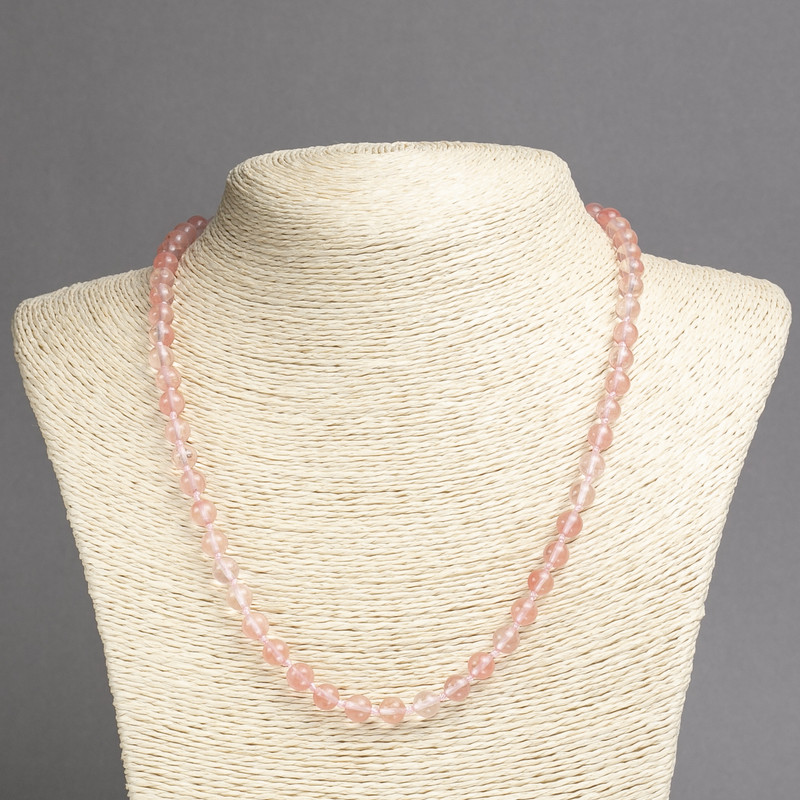 Chalcedony Necklace with Smooth Beads, 6 mm Diameter (±), Length 45 cm+