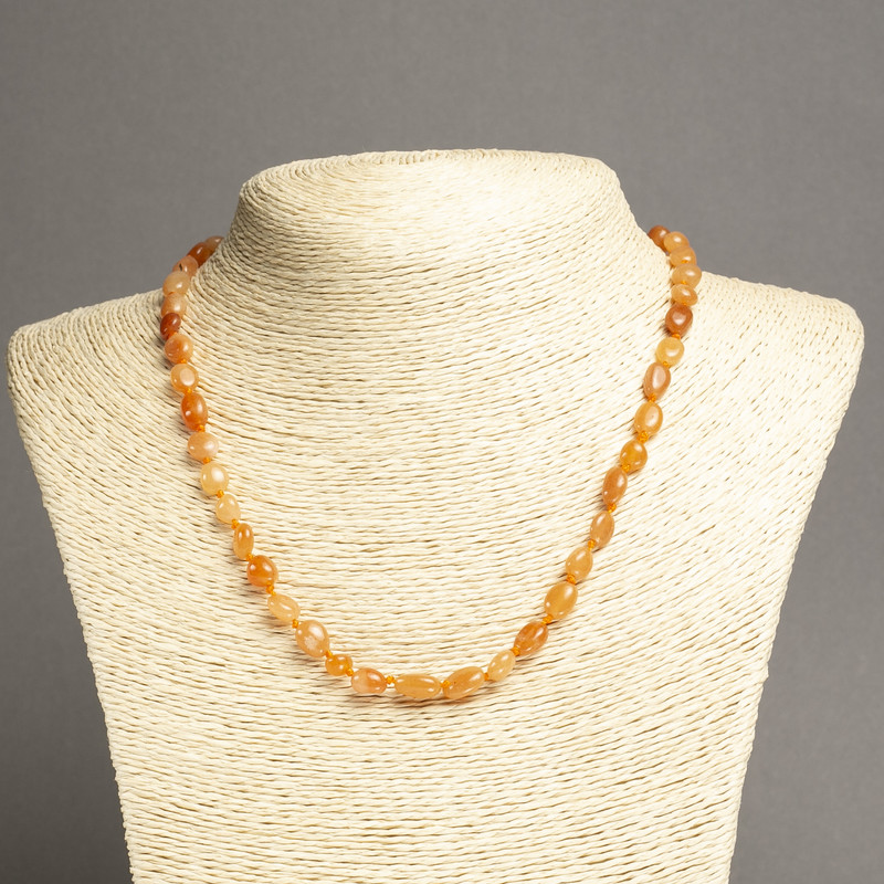 Necklace natural stone Carnelian tumbled, diameter 6×8mm +/-, length 45cm +/-