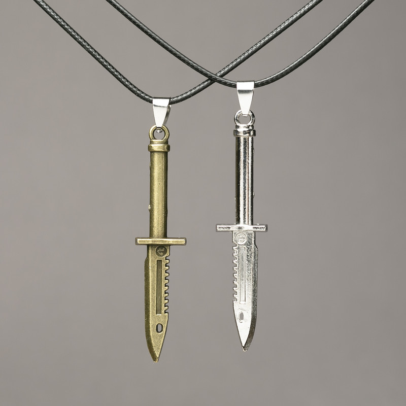 Pair Pendants 'Knives on a Cord' 70×12 mm + -, length 45–50 cm