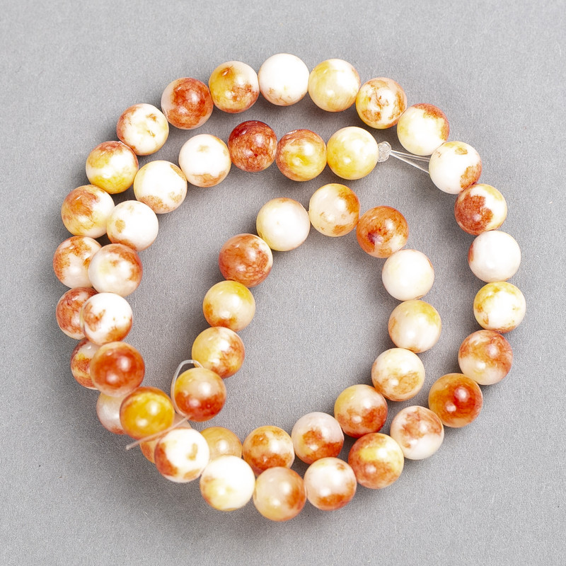 Beads White-Ruddy 'Carnelian' (Acrylic) on Beading Thread, Smooth Round Beads, 8mm Diameter, 40cm Length ±