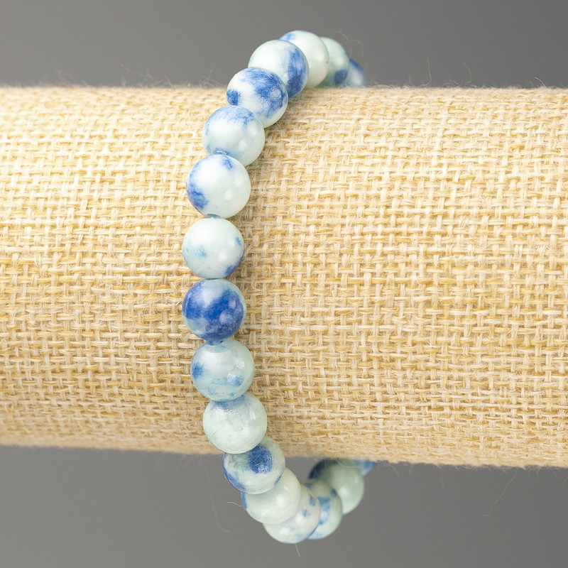 Bracelet Blue Turquoise Oceanic Jade (synthetic acrylic), 8mm diameter beads, 18 cm long, smooth beads on an elastic cord
