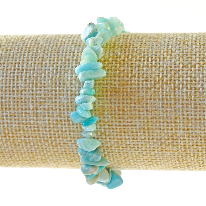 Amazonite bracelet with natural chip beads, 6x3 mm, length 18 cm (stretch)